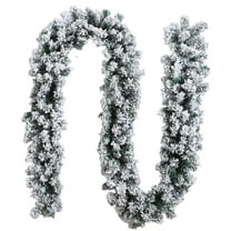 yulier Snow Flocked Christmas Garland, 8.86 FT Snowy Christmas Garland for Home Xmas Holiday Party Fireplace Table Door Indoor Outdoor Decoration