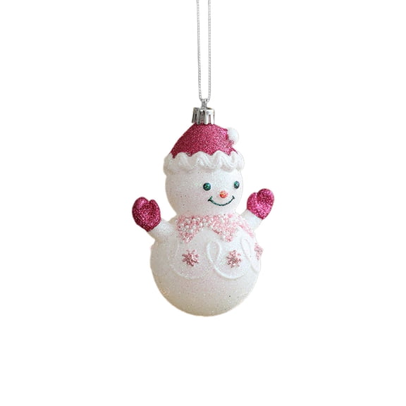 yulier Snowman Christmas Ornaments, Shatterproof Plastic Snowman Hanging Pendant, Cute Glitter Snowman with Red Santa Hat, Christmas Tree Decorations, Xmas Holiday Party Gifts