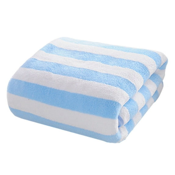 yulier Striped Hand Towel for Bathroom, Ultra Soft Face Towel Microfiber Coral Velvet Highly Absorbent Quick Dry Towels for Hotel Shower, 13 x 29 inches Blue