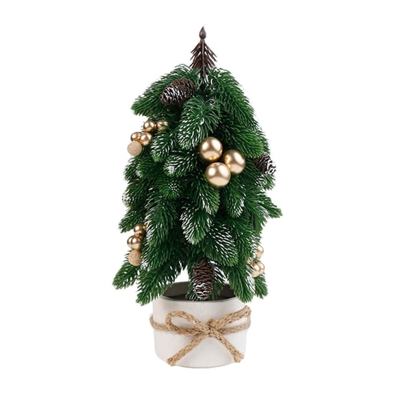 yulier Tabletop Christmas Tree, 11 Inch Mini Artificial Christmas Tree with Berries and Pinecones, Small Xmas Tree Home Office Xmas Holiday Party Table Decor