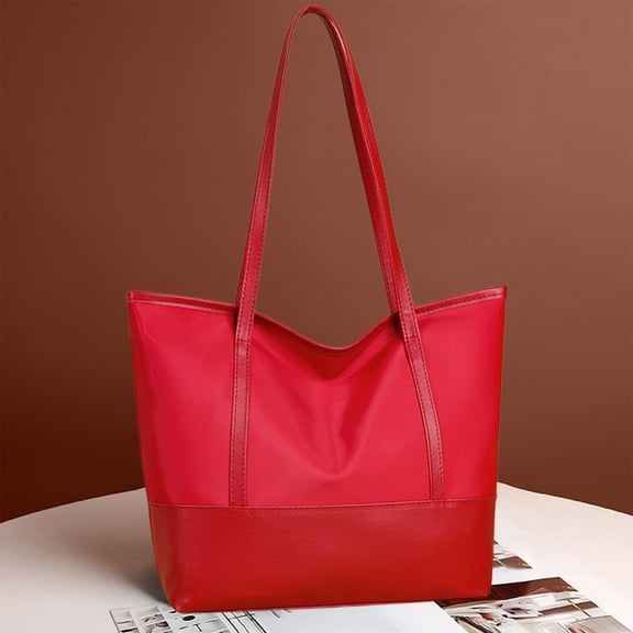 yulier Tote Bag for Women, Shoulder Bag Handbag Oxford Cloth Soft Leather Purses and Handbags Large Capacity Casual Ladies Tote for Travel Work, Gifts for Female, Mother, Wife (Red)