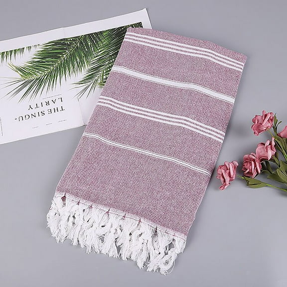 yulier Turkish Beach Towel 39" x 71" Oversized Cotton Sand Free Quick Dry Lightweight Beach Towel, Stripe Pool Beach Towel with Tassels Trim, Travel Towel Beach Accessories Gifts