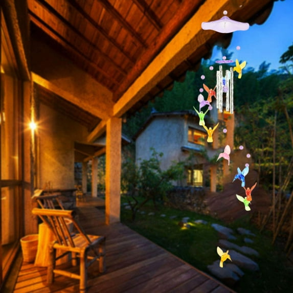 yulier Wind Chimes, Solar Hummingbird Wind Chimes Outdoor Garden Decor Garden Gifts Patio Yard Porch Christmas Decoraion Memorial Wind Chime