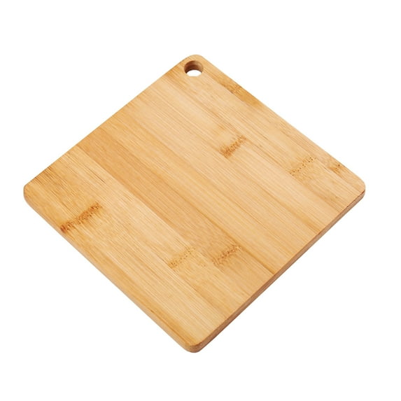 yulier Wooden Cutting Board for Kitchen, Solid Wood Chopping Board for Meat, Vegetables and Fruits - Small Cutting Board with Built-in Handle, 7.09" x 7.09" x 0.39"