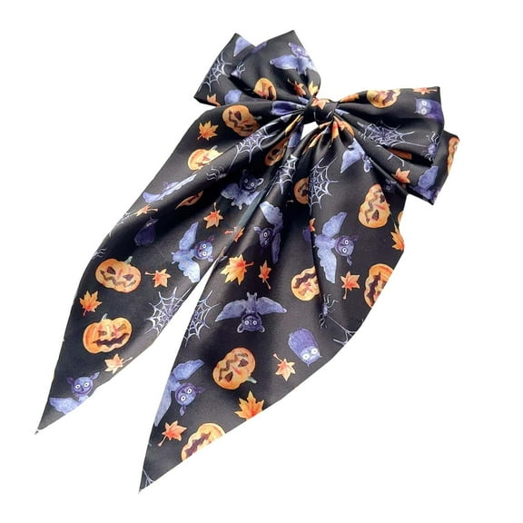 yunDHS Under $4 Halloween Headbands for Women Halloween Costume Headwear Bows Cute Pumpkin Ribbon Large Witch Clips Day Of The Dead Party Hair Accessories