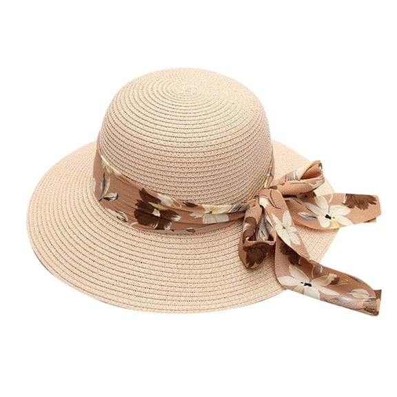 yunDHS Under $4 sun hats for women UV Packable Foldable Summer Hats Straw Sun Cap Ladies Wide Brim Beach Hat