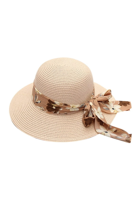 Under $4 sun hats for women UV Packable Foldable Summer Hats Straw Sun Cap Ladies Wide Brim Beach Hat