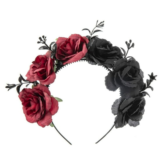 yunDHS Under $5 Halloween Headbands for Women Halloween Costume Headwear Day Of The Dead Costume Rose Flower Crown Mexican Headpiece Hair Accessories