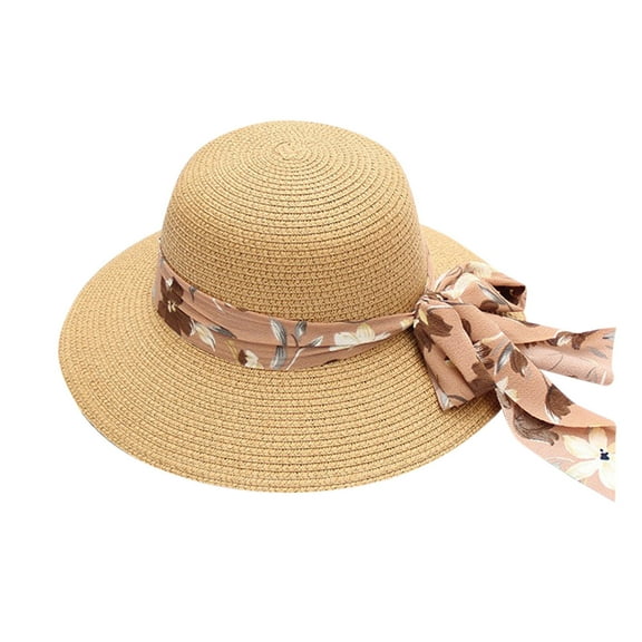 yunDHS Under $5 sun hats for women UV Packable Foldable Summer Hats Straw Sun Cap Ladies Wide Brim Beach Hat