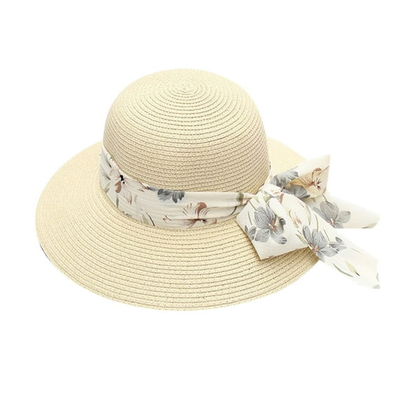 yunDHS Under $6 sun hats for women UV Packable Foldable Summer Hats Straw Sun Cap Ladies Wide Brim Beach Hat