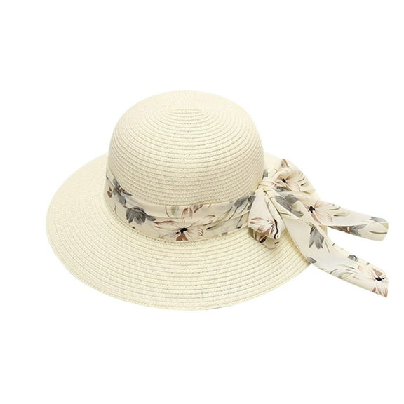 yunDHS Under $6 sun hats for women UV Packable Foldable Summer Hats Straw Sun Cap Ladies Wide Brim Beach Hat