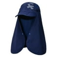thumbnail image 1 of yunLCZ Baseball Hat Sun Hat Sun Hats for Men Women with Neck Flap Foldable Sun Cap Fishing Sun Hats UPF 52+ Sun Protection Ponytail Hats Polyester Navy One Size, 1 of 5