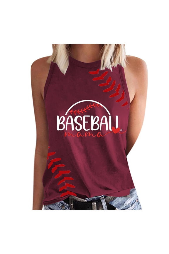 Basic T Shirts Baseball Shirt Women Baseball Mom Tank Tops Graphic Tee Cute Workout T Shirts Casual Summer Sleeveless Vest