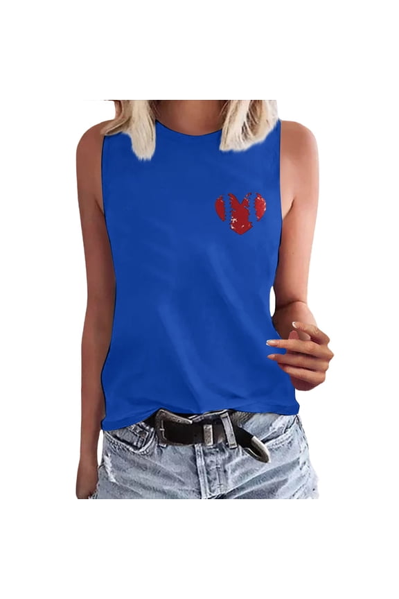 Basic T Shirts Ladies Spring/Summer Round Neck Baseball Letter Print Be Your Own Sunshine Sleeveless Tank Top