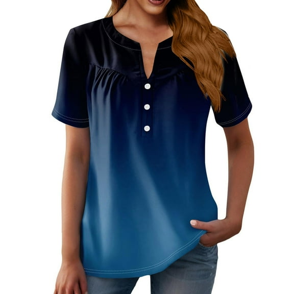 yunLCZ Basic T Shirts Summer Tops For Women 2025 Trendy V Neck Short Sleeve Tshirts Business Casual Basic Tee Loose Fit Boho Floral Shirts