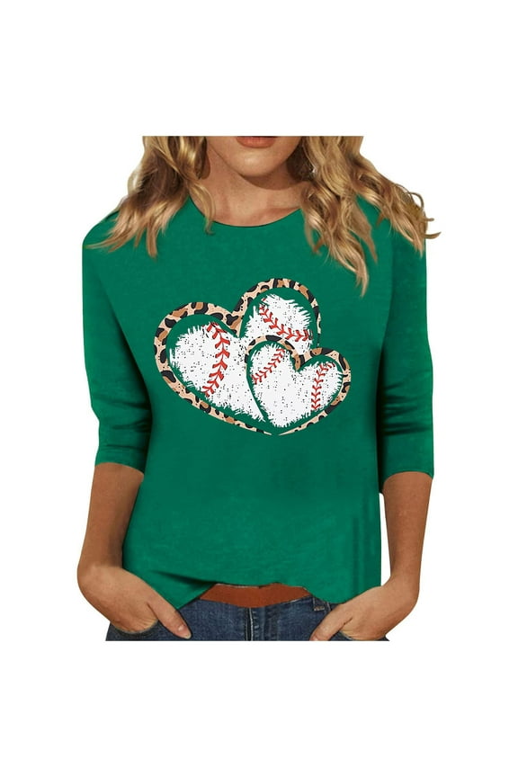 Basic T Shirts Women Baseball Mom Tshirt Baseball Heart Graphic Tee Funny Short Sleeve Tops