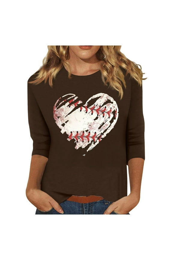 Basic T Shirts Women Baseball Mom Tshirt Baseball Heart Graphic Tee Funny Short Sleeve Tops