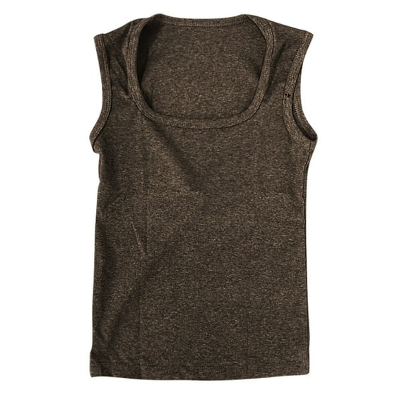 yunLCZ Basic T Shirts Women's Crop Top Pleated Square Neck Stretch Basic Vest