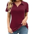 thumbnail image 1 of yunLCZ Basic T Shirts Women's Shirts Collared Work Tops Short Sleeve Business Casual Dressy Blouses Summer Tops With Pocket, 1 of 4