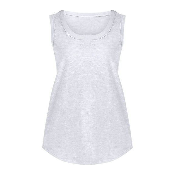 yunLCZ Basic T Shirts Women's Solid Color Round Neck Vest Summer Fashion Casual Top Women's Cap Sleeve Tank Tops