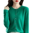 thumbnail image 1 of yunLCZ Basic T Shirts Womens Basic Crew Neck Long Sleeve Button Down Cardigan, 1 of 4