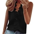 thumbnail image 1 of yunLCZ Basic T Shirts Womens Sleeveless Ruffle Peplum Front Tank Tops Casual Summer V Neck Shirts Office Shirts Black L, 1 of 4