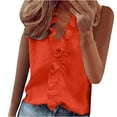 thumbnail image 1 of yunLCZ Basic T Shirts Womens Sleeveless Ruffle Peplum Front Tank Tops Casual Summer V Neck Shirts Women's Cap Sleeve Tank Tops Orange XXXL, 1 of 4