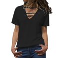 thumbnail image 1 of yunLCZ Basic T Shirts Womens Solid Color T Shirts V Neck Summer Short Sleeve Tops Tees Women's Short Sleeve Shirts, 1 of 3