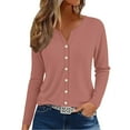 thumbnail image 1 of yunLCZ Basic T Shirts Womens Summer Tops Fashion 2025 V Neck Print Shirts Casual Button Down Long Sleeve Blouses Office Shirts Rose Gold XL, 1 of 4