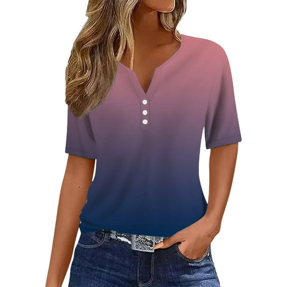 yunLCZ Basic Women's Tees Everyday Low Price Women's Fashion Casual Solid Color Button Short Sleeve Top T Shirt Office casual blouse with leggings