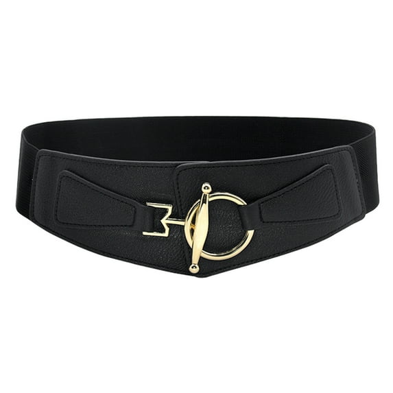 yunLCZ Belts for Women Leather Belts Elastic Renaissance Waist Stretch Retro Belt Vintage Fashion Medieval Fashion Hook Belt PU Black One Size