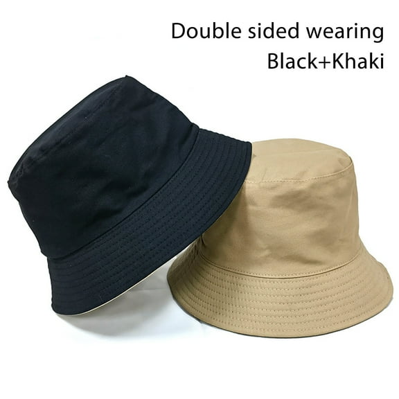 yunLCZ Bucket Hats for Woman Cute Bucket Hat Beach Fisherman Hats for Women, Reversible Double-Side-Wear cotton Khaki M