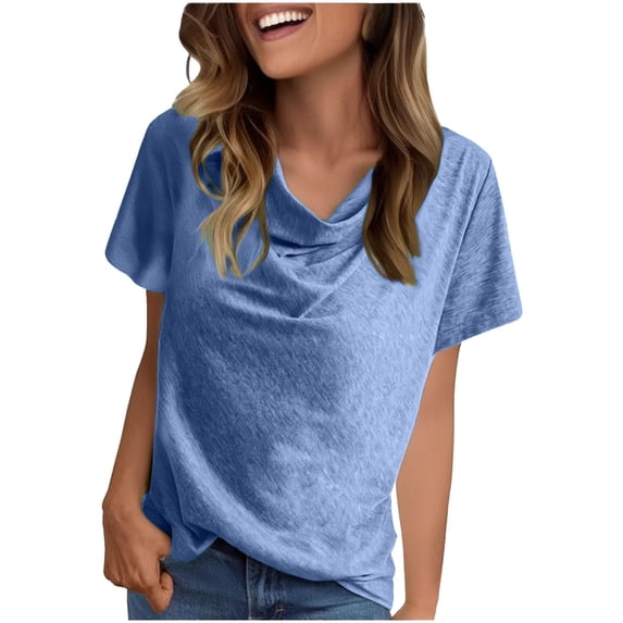 yunLCZ Casual Tops Discounted Solid Color Casual Fashion Short Sleeved Women's Top Breathable casual blouse loose fit