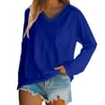 thumbnail image 1 of yunLCZ Casual Tops Discounted Womens Long Sleeve Shirts V Neck Casual Tops With Pockets Loose Basic Fall Outfits Clothes Trendy 2025 Breathable casual blouse loose fit, 1 of 5