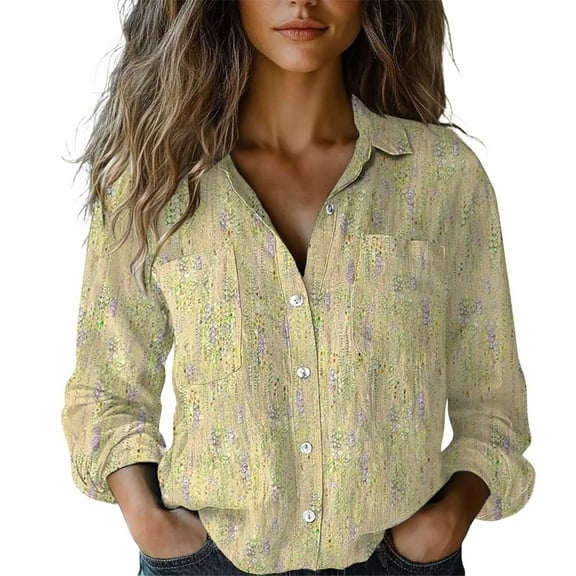 yunLCZ Classic-Fit Long-Sleeve Dress Women's Single Breasted Pleated Lapel Shirt Station Explosion Women's Solid Color European And American Sleeve Top