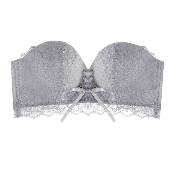 yunLCZ Comfortable Wireless Bra Magic Non-Slip Drawstrings Push Up Lace Bra Strapless Drawstring Bandeau Bras for Women