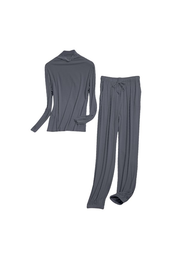 yunLCZ Comfortable Wireless Bra Round Neck Cotton Long Set Women's Thermal Underwear Thin Cotton Sweater Line Clothing Autumn And Winter T-Shirt Bra Dark Gray XXL