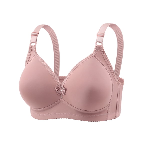 yunLCZ Comfortable Wireless Bra Thin Laceless Comfortable Breathability Underwear Large Size Brater Buckle Female Bra V Neck Vest Bralette Wireless Bra T-Shirt Bra Pink 48