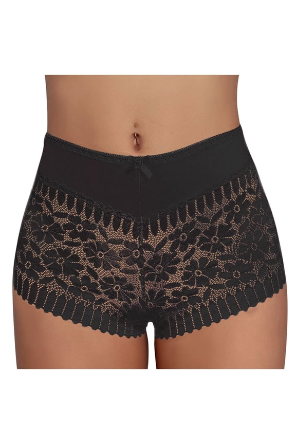 yunLCZ Comfortable Wireless Bra Womens High Waisted Lace Boyshort Underwear No Show Breathable Bikini Briefs Ladies Briefs Bras for Women Black L
