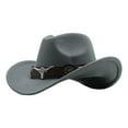 thumbnail image 1 of yunLCZ Cowboy Hat Women's Straw Cowboy Hat Cowgirl Woven Sun Hat Western Cowboy Hat Polyester Grey M, 1 of 2