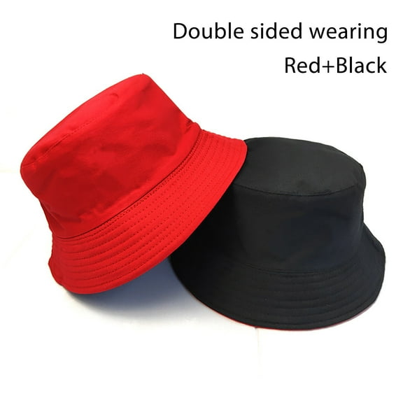 yunLCZ Fisherman Hat for Women Cute Bucket Hat Beach Fisherman Hats for Women, Reversible Double-Side-Wear cotton Red M