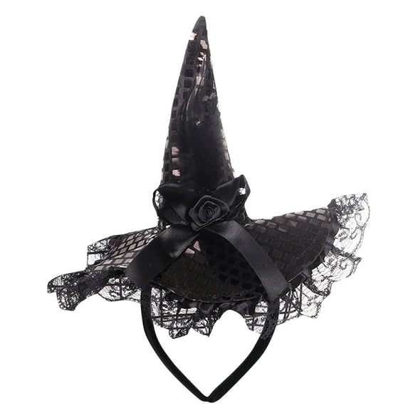 yunLCZ Halloween Hair Clips Halloween Decorations Witch Hat Headbands, Halloween Costumes for Women and Girls Cloth Black,One Size
