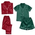 thumbnail image 1 of yunLCZ Nightgowns for Women Satin Pyjamas Women's Short 4 Piece Pyjamas Short Sleeve Sleepwear And Shorts Set Women Sets Leisure Suit Loungewear Nightshirt, 1 of 3