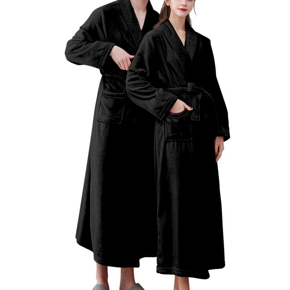 yunLCZ Nightgowns for Women Women'S Double Pocket Flannel Bathrobe Soft And Warm Double Faced Velvet Bathrobe Pajamas And Home Wear Bathrobe Robe Nightdress for women