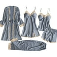 thumbnail image 1 of Gkeoshab Nightgowns for Women Ladies Satin Pajamas Set 5 Piece Pajamas Silk Like Lace Paneled Pajamas Sleepdress, 1 of 3