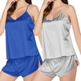thumbnail image 1 of yunLCZ Nightgowns for Women Satin Women's Pajamas Set V Neck Lace Camisole Undershirt Sleeveless Shorts Women's Loungewear Nightdress for women, 1 of 4