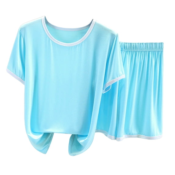 Gkeoshab Pajamas for Women Set Nightgowns for Women Women's Pajama Sets 2 Piece Sleepwear Tops And Sleep Shorts Set Soft Set With Pockets Summer Pajama Dress
