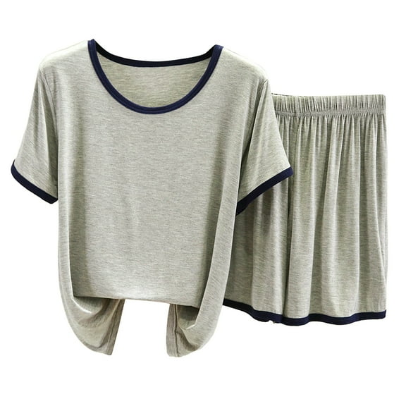 yunLCZ Nightgowns for Women Women's Pajama Sets 2 Piece Sleepwear Tops And Sleep Shorts Set Soft Set With Pockets Summer Sleepwear
