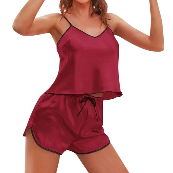Gkeoshab Womens Pajama Sets Nightgowns for Women Women's Simple Loose Beauty Back Thin Home Clothes Suspender Shorts Suit Fashion Pajamas Pajama Dress