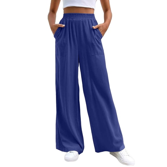 yunLCZ Pants Plus Size for Women Women's Wide Straight Pants Loose Sports Casual Pants Mid Waist Solid Color Wide Leg Pants Casual Pants Work Clothes for Office